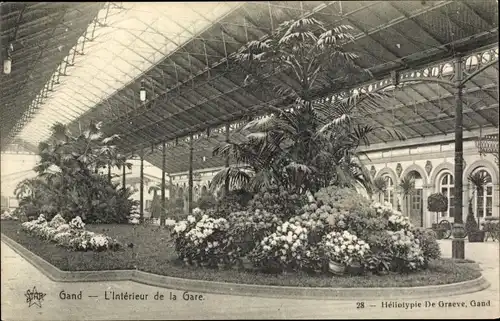 Ak Gand Ostflandern, vue générale de l'intérieur de la Gare