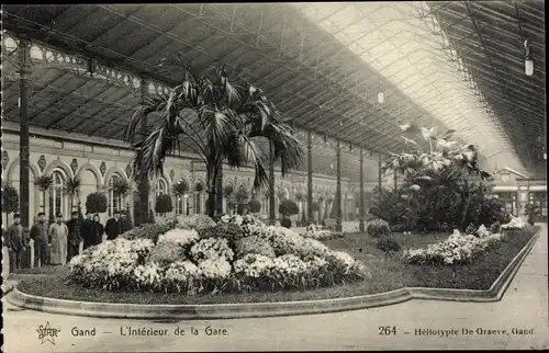 Ak Gand Gent Ostflandern, l'intérieur de la Gare