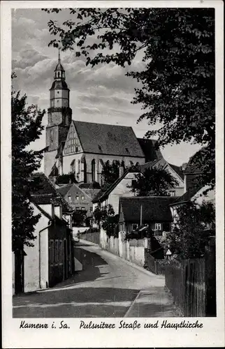 Ak Kamenz in Sachsen, Pulsnitzer Straße  und Hauptkirche