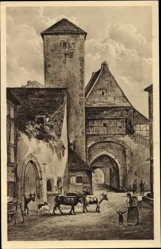 Ak Meißen Sachsen, Ehemalige Stadttore, Görnsches Tor von innen um 1800