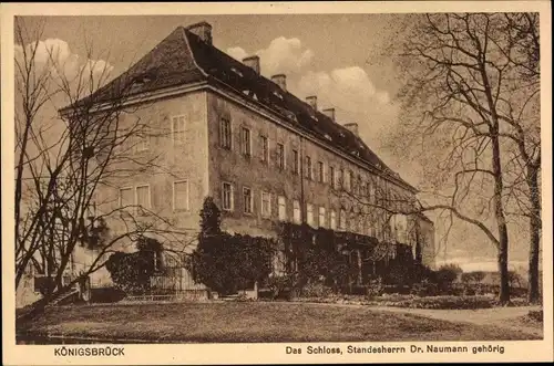 Ak Königsbrück in der Oberlausitz, Schloss, Standesherrn Dr. Naumann gehörig