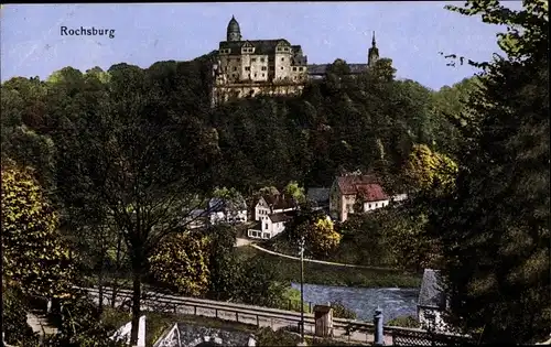 Ak Rochsburg Lunzenau in Sachsen, Blick auf Schloss Rochsburg, Kirche