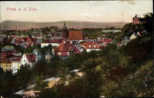 Ak Pirna in Sachsen, Teilansicht vom Ort, Kirche