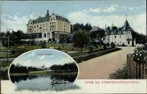 Ak Johannisbad Schmeckwitz Räckelwitz Oberlausitz, Handricksteich