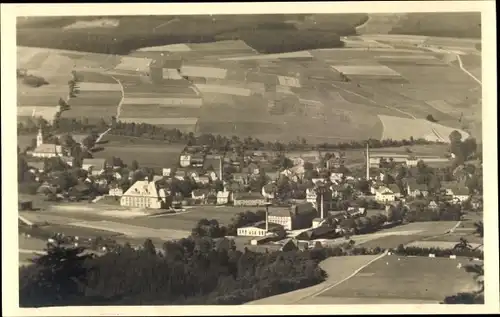 Ak Cranzahl Sehmatal im Erzgebirge, Blick vom Bärenstein, Panorama, Kirche