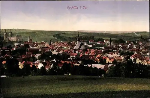 Ak Rochlitz an der Mulde, Panorama, Schloss, Kirche