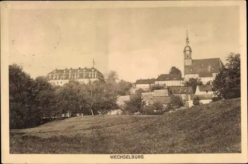 Ak Wechselburg in Sachsen, Teilansicht mit Schloss, Kirche