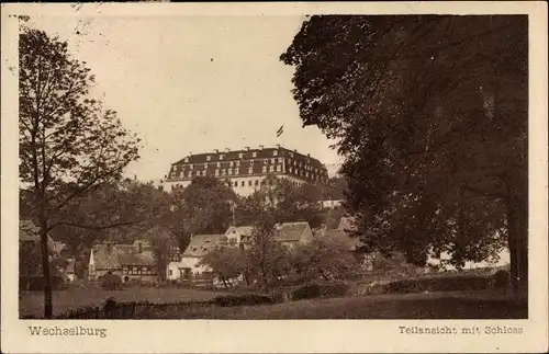 Ak Wechselburg in Sachsen, Teilansicht mit Schloss