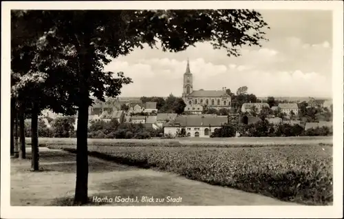 Ak Hartha in Sachsen, Blick zur Stadt, Kirche
