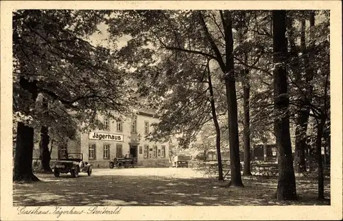 Ak Streitwald Frohburg in Sachsen, Gasthaus Jägerhaus, Vorplatz
