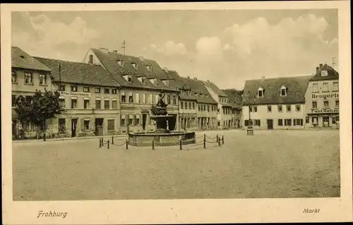 Ak Frohburg in Sachsen, Marktplatz, Brunnen, Drogerie Paul Oehm