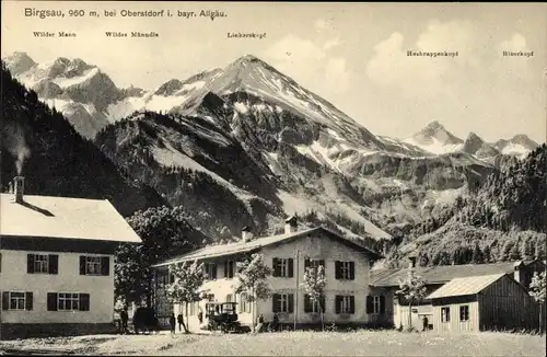 Ak Birgsau Oberstdorf im Oberallgäu, Gasthof Pension Adler, Wilder Mann, Biberkopf