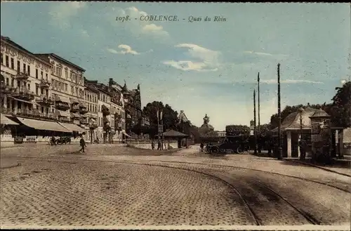 Ak Koblenz am Rhein, Coblence, Quai du Rhin