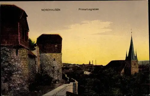 Ak Nordhausen am Harz, Primariusgraben, Kirche