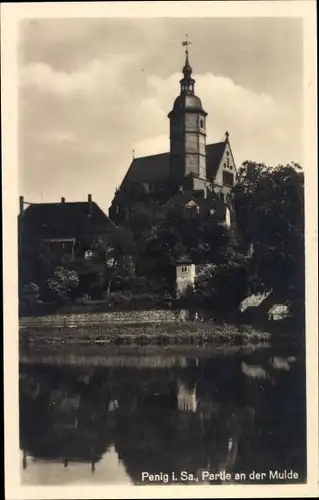 Ak Penig in Sachsen, Partie an der Mulde, Kirche