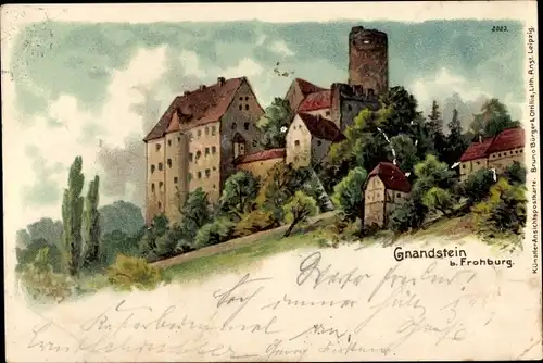 Litho Gnandstein Kohren Sahlis Frohburg in Sachsen, Burg