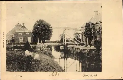 Ak Grootegast Groningen, Haven, Brug