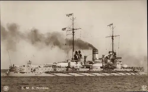 Ak Deutsches Kriegsschiff, SMS Nassau, Großlinienschiff, Kaiserliche Marine