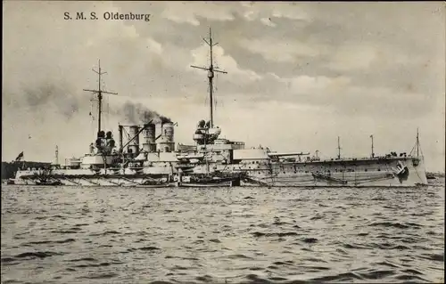 Ak Deutsches Kriegsschiff, SMS Oldenburg, Kaiserliche Marine