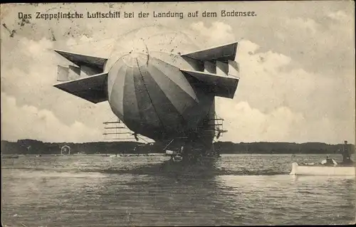 Ak Zeppelin auf dem Bodensee, Luftschiff