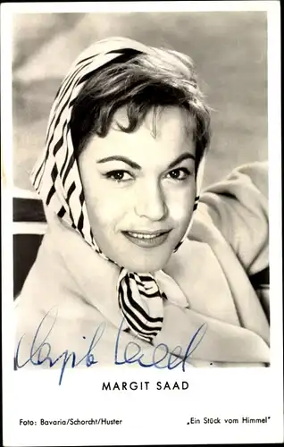 Ak Schauspielerin Margit Saad, Portrait, Autogramm, Kopftuch