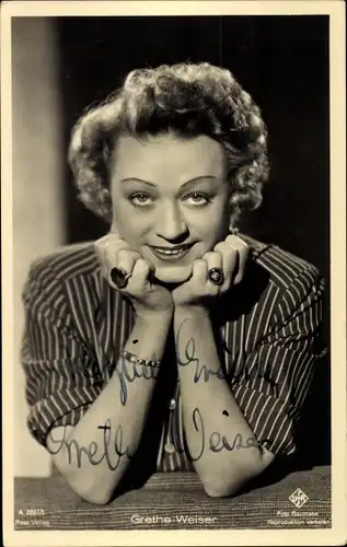 Ak Schauspielerin Grethe Weiser, Portrait, Autogramm