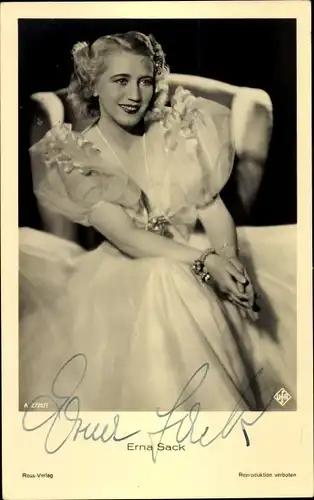 Ak Schauspielerin Erna Sack, Portrait, Autogramm