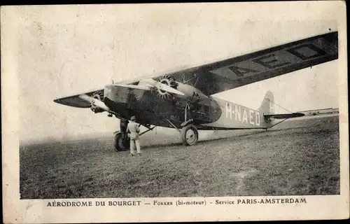 Ak Bourget Savoie, Aerodrome du Bourget, Fokker, Service Paris Amsterdam, Flugzeug, H NAED