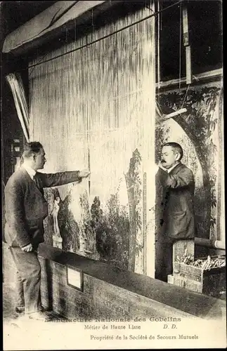 Ak Paris XIII Gobelins, Manufacture Nationale des Gobelins, Metier du haute lisse, Weber