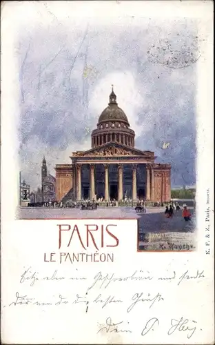 Künstler Ak Hanche R., Paris, Vue sur le Panthéon