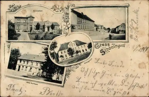 Ak Schöningen Niedersachsen, Schützenhaus, Hotel Kurhaus, Amtsgericht, Lindenberg