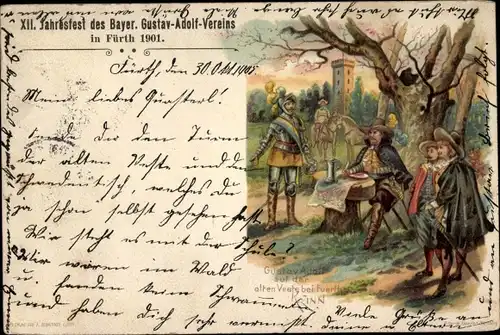 Litho Fürth in Mittelfranken Bayern, XII. Jahresfest des Bayer. Gustav Adolf Vereins 1901