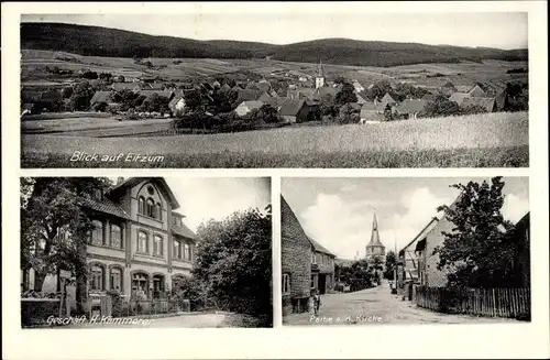 Ak Eitzum am Elm Schöppenstedt Niedersachsen, Partie an der Kirche, Geschäft H. Kämmerer