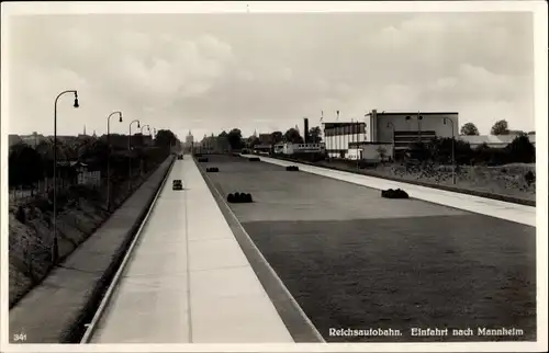 Ak Mannheim in Baden Württemberg, Reichsautobahn, Einfahrt in die Stadt