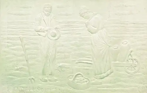 Präge Ak L'Angelus d'apres Millet, Landwirtschaft, Bauern, Gebet. Ernte