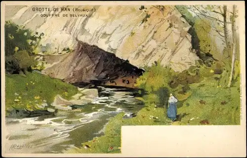 Künstler Litho Cassiens, H., Grotte de Han Han sur Lesse Wallonien Namur, Gouffre de Belvaux