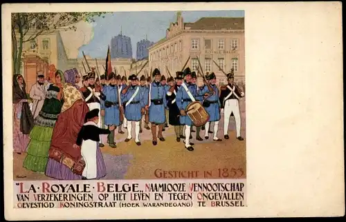 Künstler Ak Cassiens, H., Gesticht in 1853, La Royale Belge, belgische Soldaten
