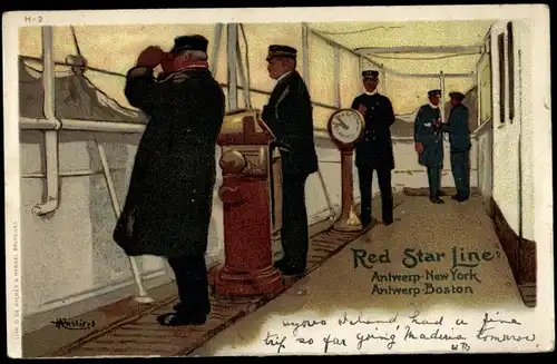 Künstler Litho Cassiens, H., Red Star Line, Dampfer, Seeleute