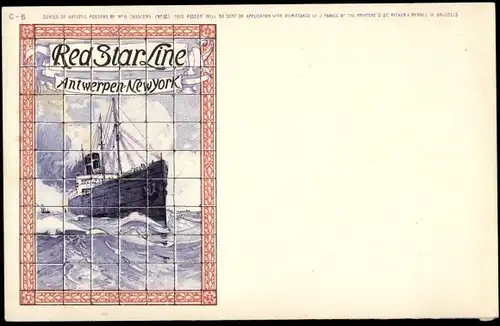 Künstler Litho Cassiens, H., Red Star Line, Dampfer, Kacheln