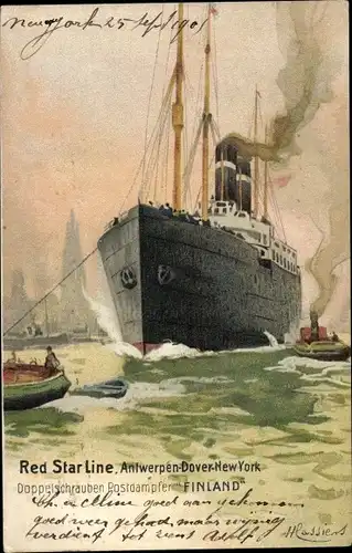 Künstler Litho Cassiens, H., Postdampfer Finland, Red Star Line