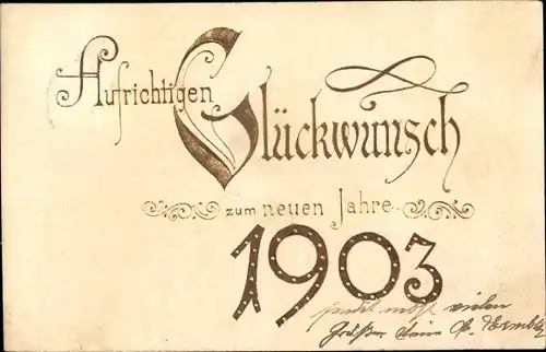 Präge Litho Glückwunsch Neujahr, Jahreszahl 1903