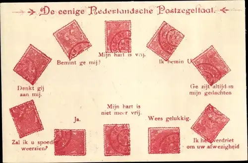 Briefmarken Ak De eenige Nederlandsche Postzegeltaal, Briefmarkensprache