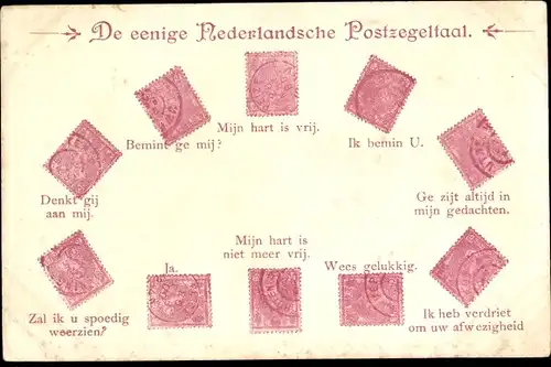 Briefmarken Ak De eenige Nederlandsche Postzegeltaal, Briefmarkensprache