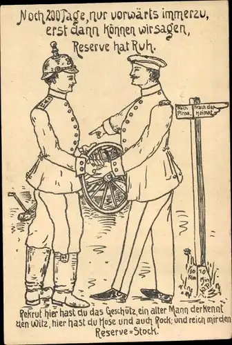 Ak Noch 200 Tage, nur vorwärts immerzug, Reservisten, deutsche Soldaten