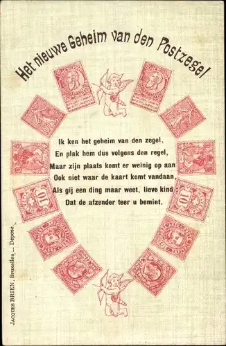 Briefmarken Ak Het nieuwe Geheim van den Postzegel, Briefmarkensprache