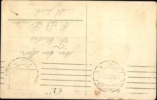 Präge Litho Geloof, Engel mit Kreuz aus Blumen, Allegorie