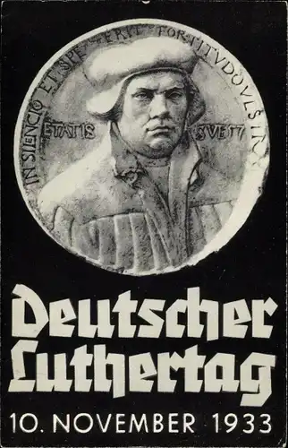 Ak Deutscher Luthertag 10 November 1933, Reformator Martin Luther, Portrait