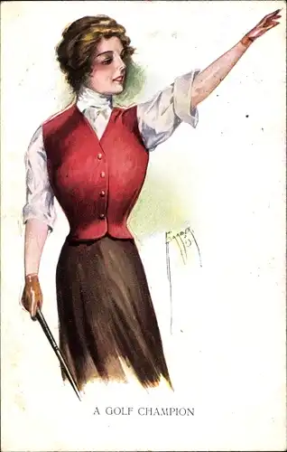 Künstler Ak Barber, Court, A Golf Champion, Frauenportrait, Golfspielerin