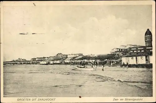 Ak Zandvoort Nordholland Niederlande, See u. Strandpartie