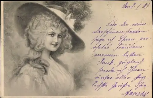 Künstler Ak Junge Frau mit Hut, Portrait, Munk